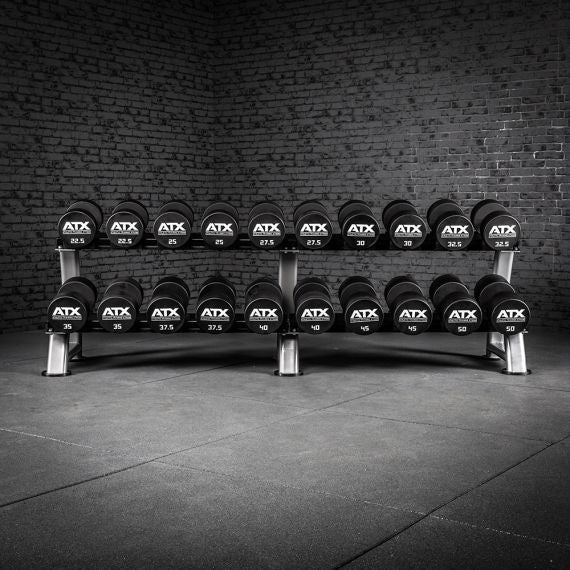 Urethan Dumbbells ATX® Kurzhanteln - 2,5 kg bis 60 kg   hochfeste, reißfeste Polyurethan-Beschichtung