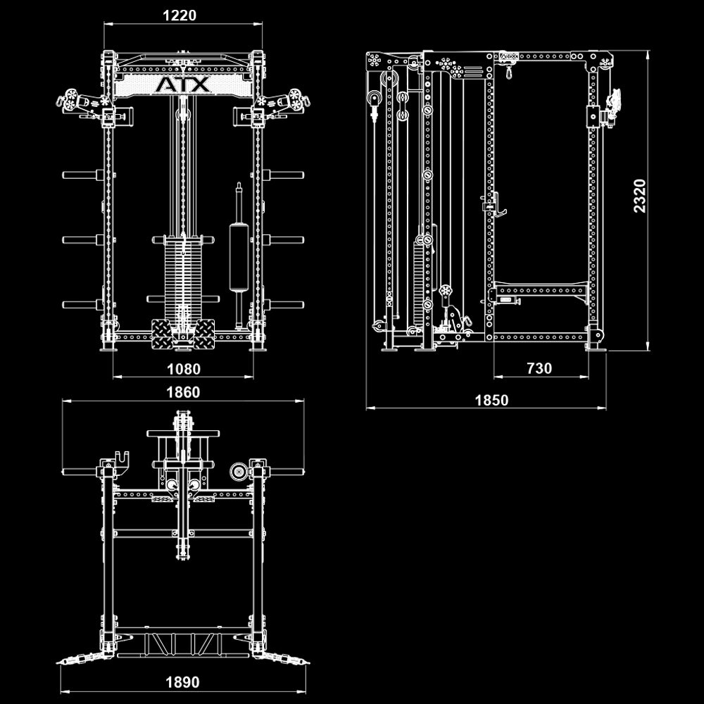 ATX® Hardcore Power Rack Dimensionen / Maße