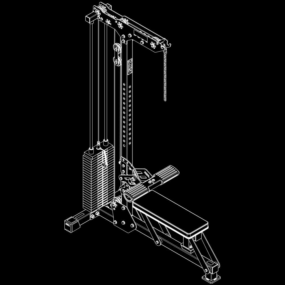 ATX® Latzug und Ruderzug - 115 kg Steckgewichte Isoansicht