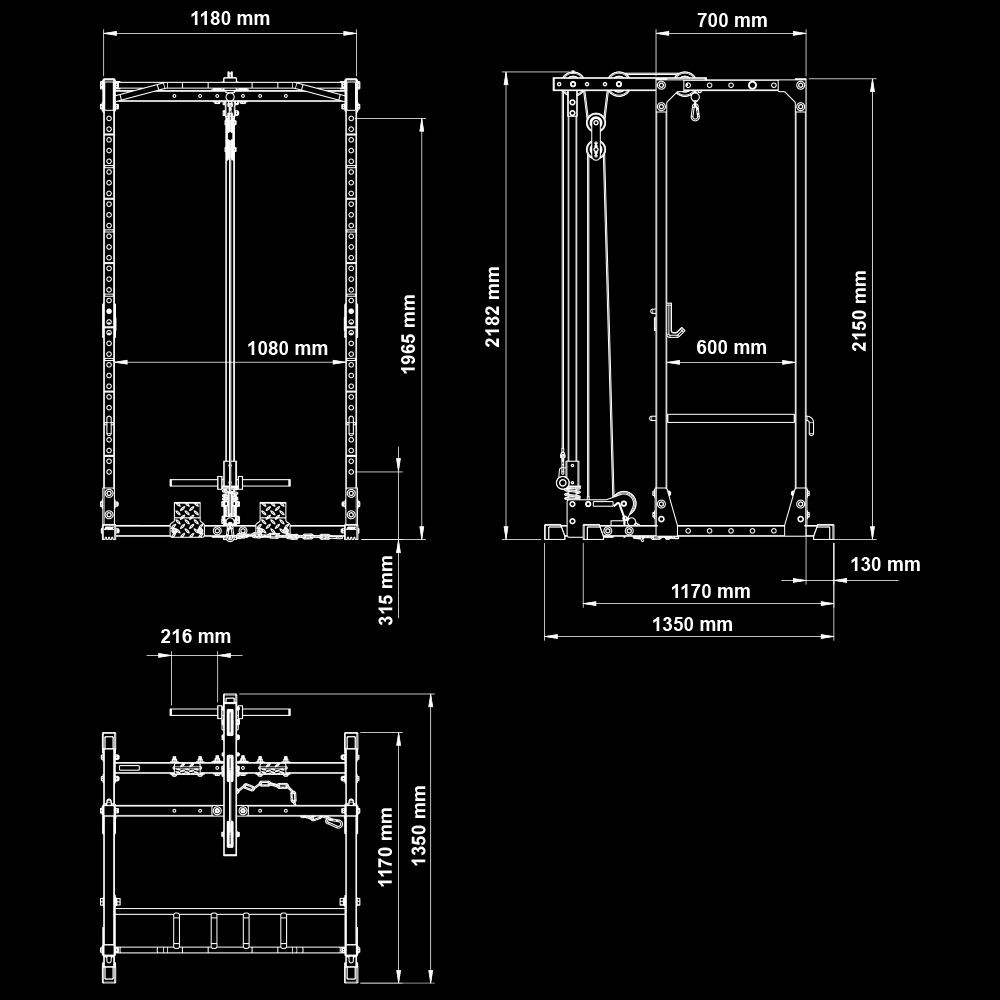 ATX® Power Rack PRX-520-XS mit Plate Load Latzug - Höhe 215 cm