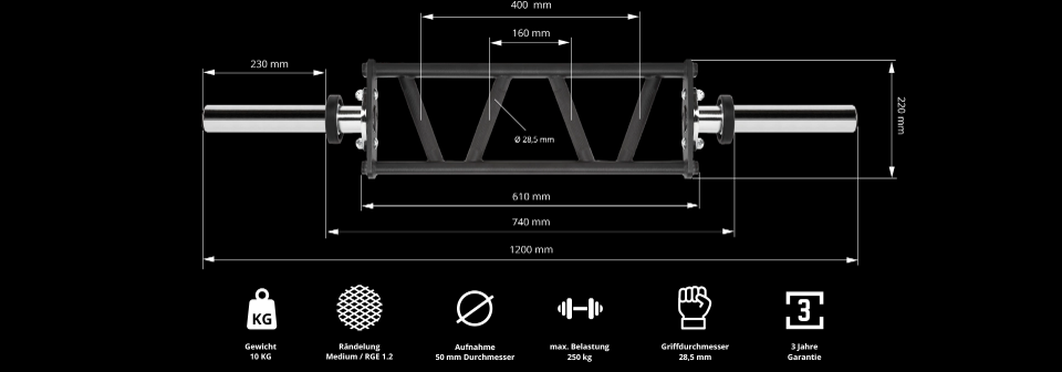 ATX® Short Multi Grip Bar - 50 mm