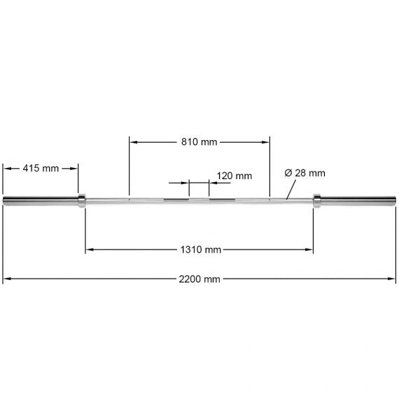 Langhantelstange Classic 220 cm - mit Kugellagerung - bis 250 kg belastbar