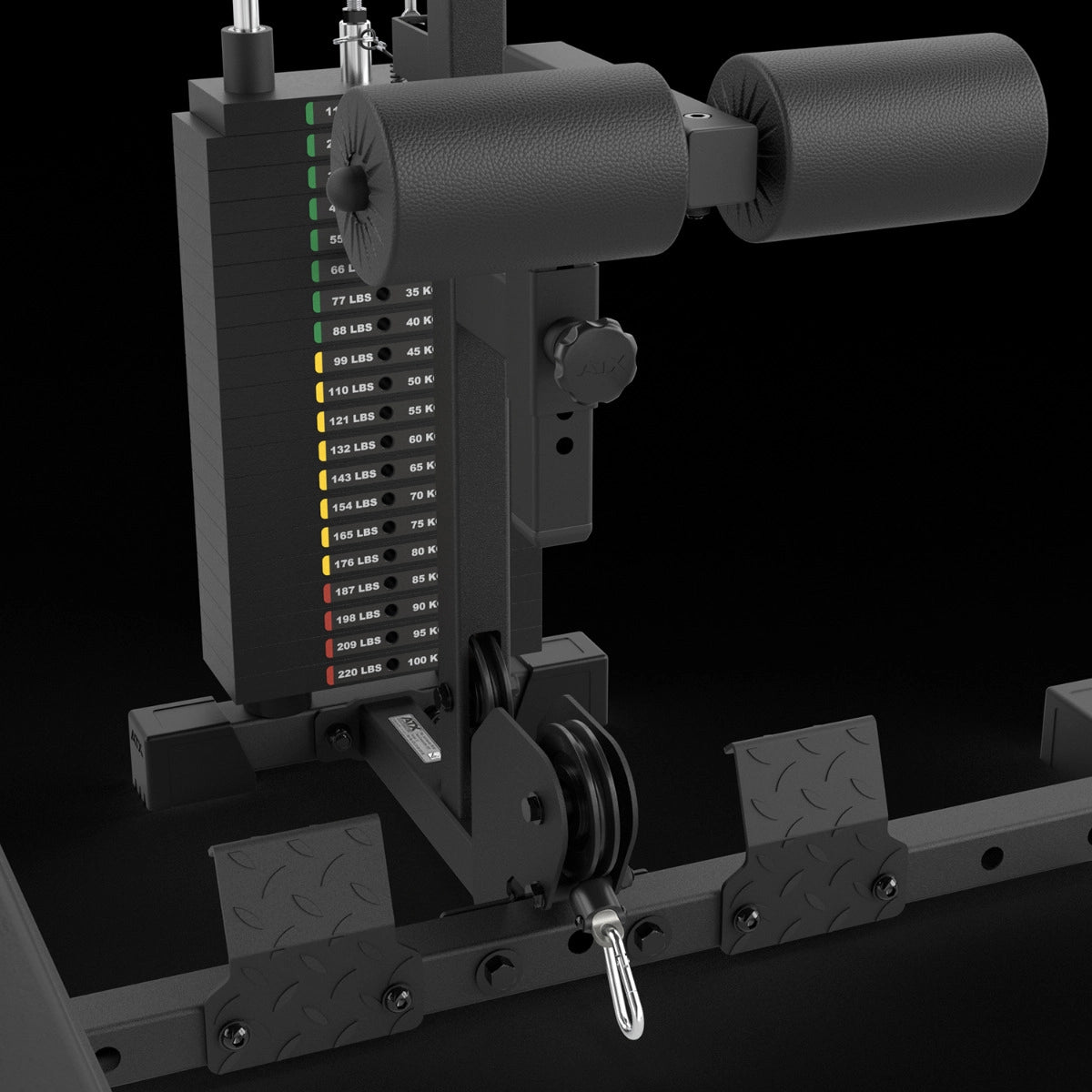 ATX® Half Rack 510 mit Latzugstation - 100 kg Steckgewichte - Höhe 195 cm Fußblech