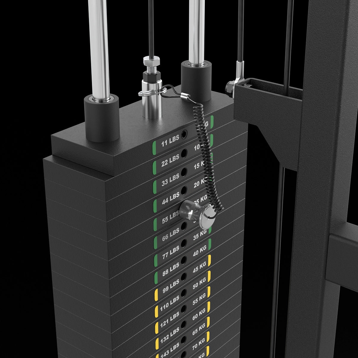 ATX® Half Rack 510 mit Latzugstation - 100 kg Steckgewichte - Höhe 195 cm Gleichtbuchsenführung