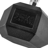 Hex Hantelsatz Gummi - 1 bis 25 kg Gewichtsanzeige