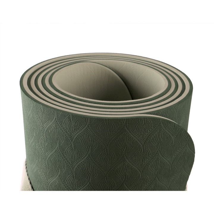 Yogamatte Eco-Line Set 180 x 60 x 0,6 cm grün aufgerollt