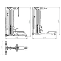 ATX® Trinity Tower - Ultimative Latzugstation 3 in 1 Maße: Länge: 175,5 - 201,8 cm; Breite: 111 cm; Höhe: 235 cm