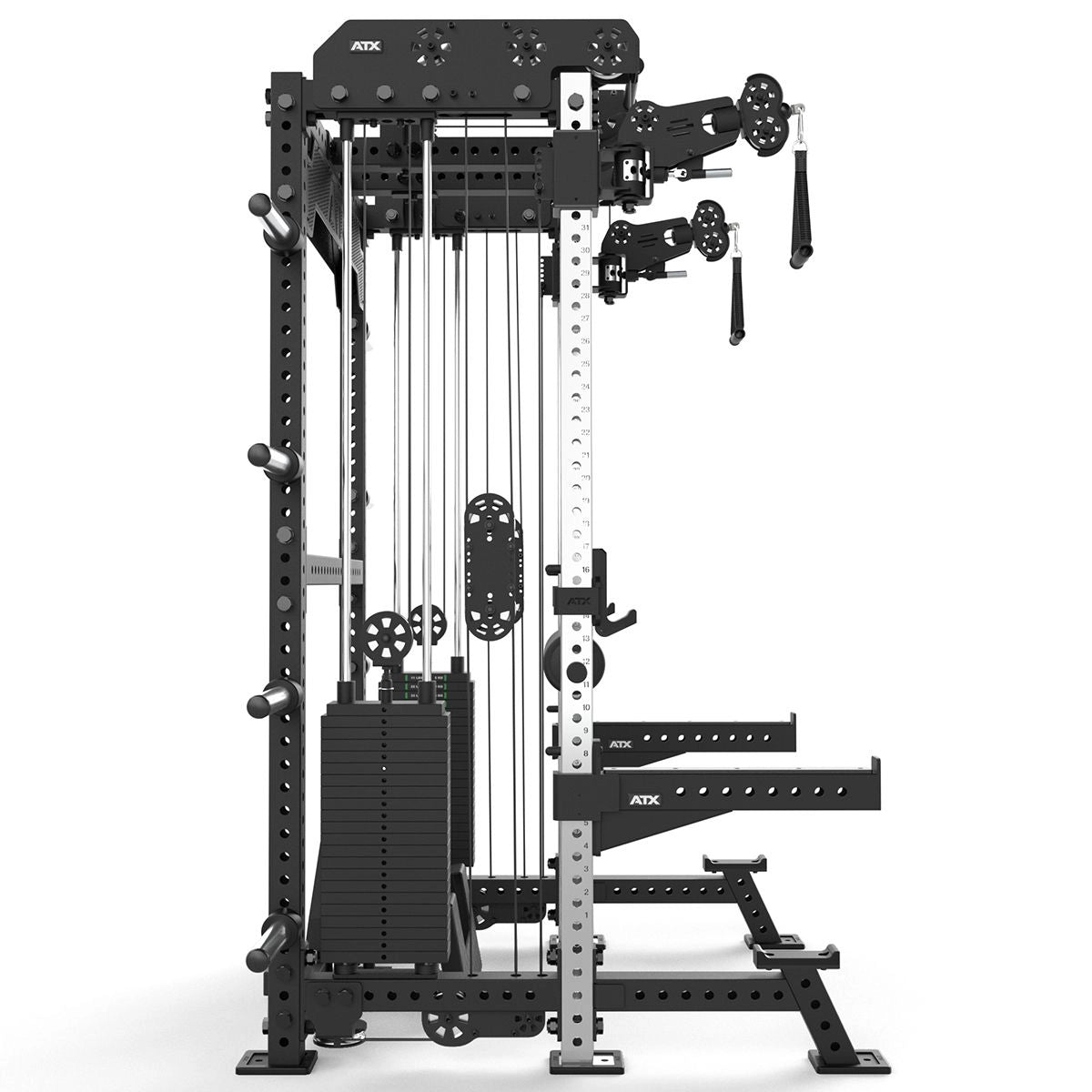ATX® Multi Pull Half Rack mit 2 x 110 kg Steckgewichten Ansicht von der Seite