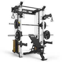 ATX® Rack-Zugstation inkl. Multipresse zur Wandbefestigung inkl. Hantelbank