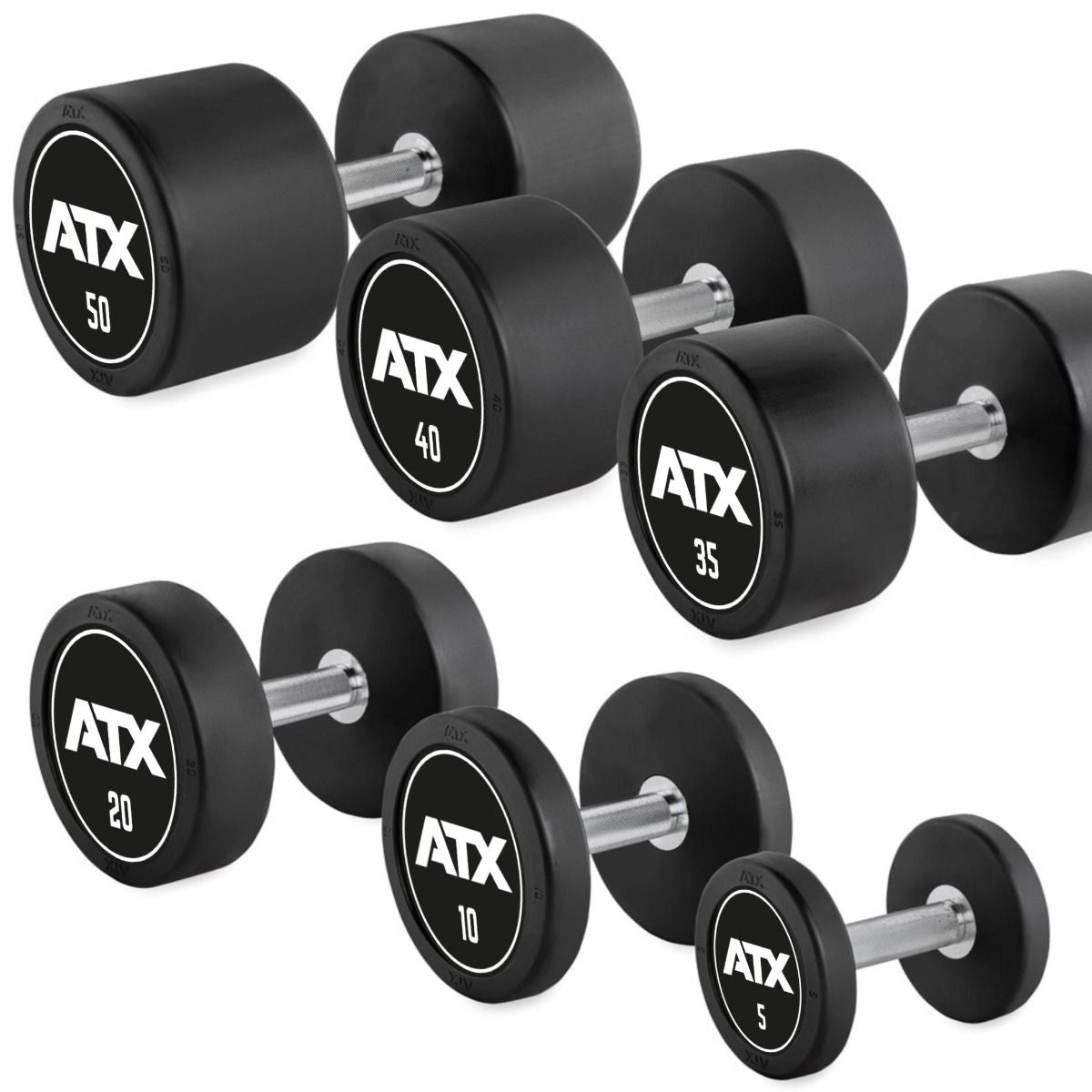 Kompakthanteln Gummi - mit ATX Logo - 2,5 – 60 kg / 2,5 kg Steigerung